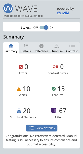 New Rodney Lab Site: Rodney Lab new site accessibility evaluation results.