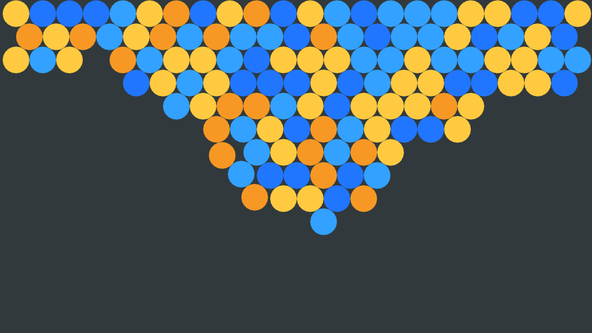 Rapier Physics with Units of Measurement: A collection of yellow, orange, and blue balls have floated to the top of the window in a screen-capture. They are tightly packed, though not evenly distributed, with the collection being more balls deep at the centre of the window.