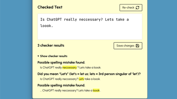 SvelteKit Form: Initial load - screen capture shows text containing some errors. Status reads 3 checker results, and below, a short description is given for each error.